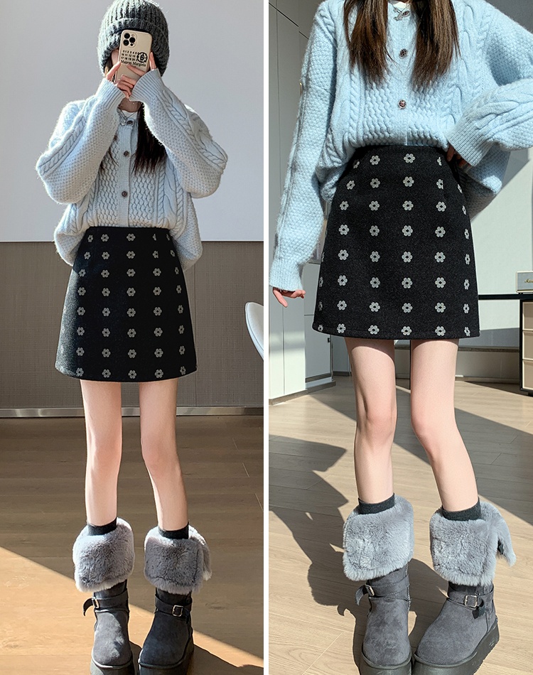 High waist flowers short skirt sweet A-line skirt for women