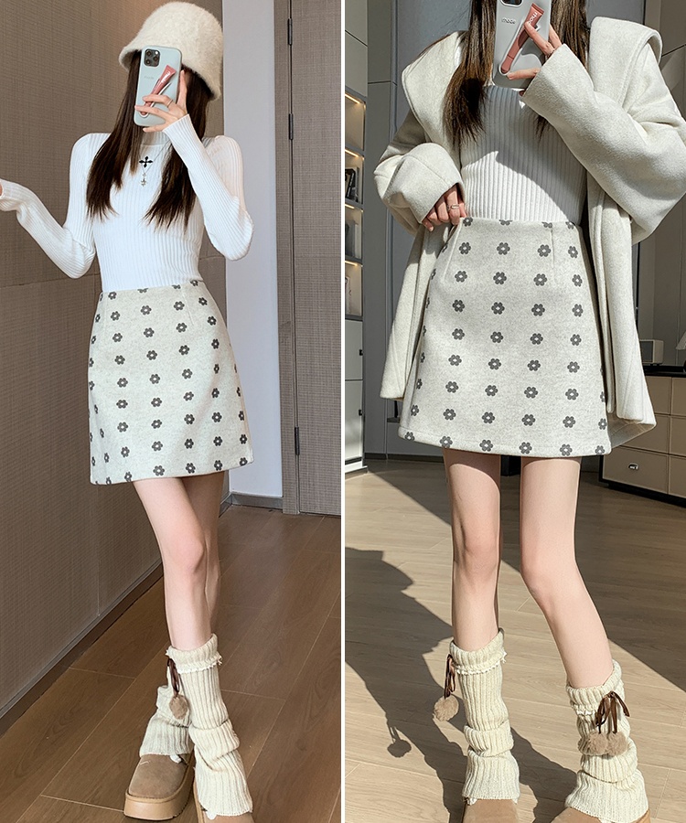 High waist flowers short skirt sweet A-line skirt for women