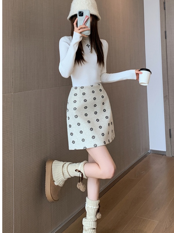 High waist flowers short skirt sweet A-line skirt for women