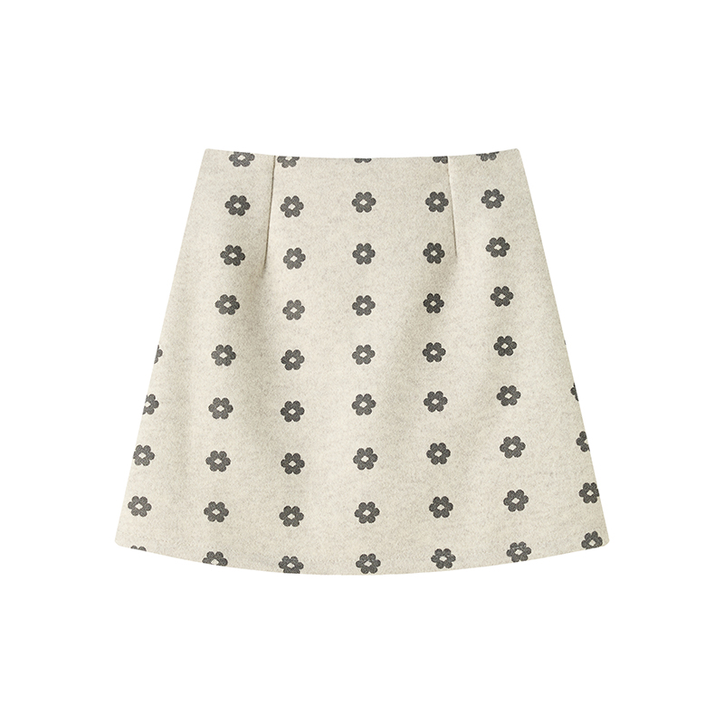 High waist flowers short skirt sweet A-line skirt for women