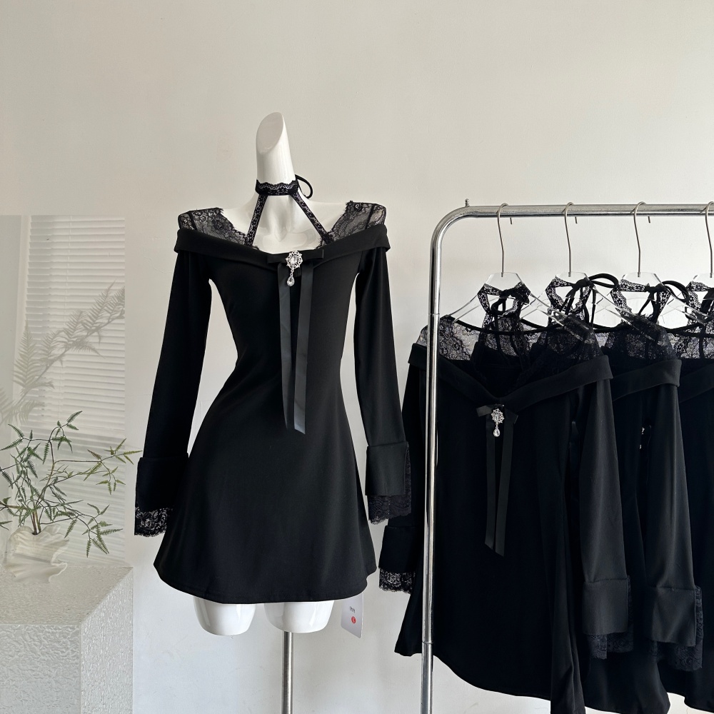 Autumn and winter knitted christmas party dress