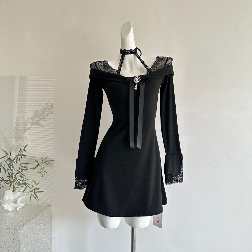 Autumn and winter knitted christmas party dress