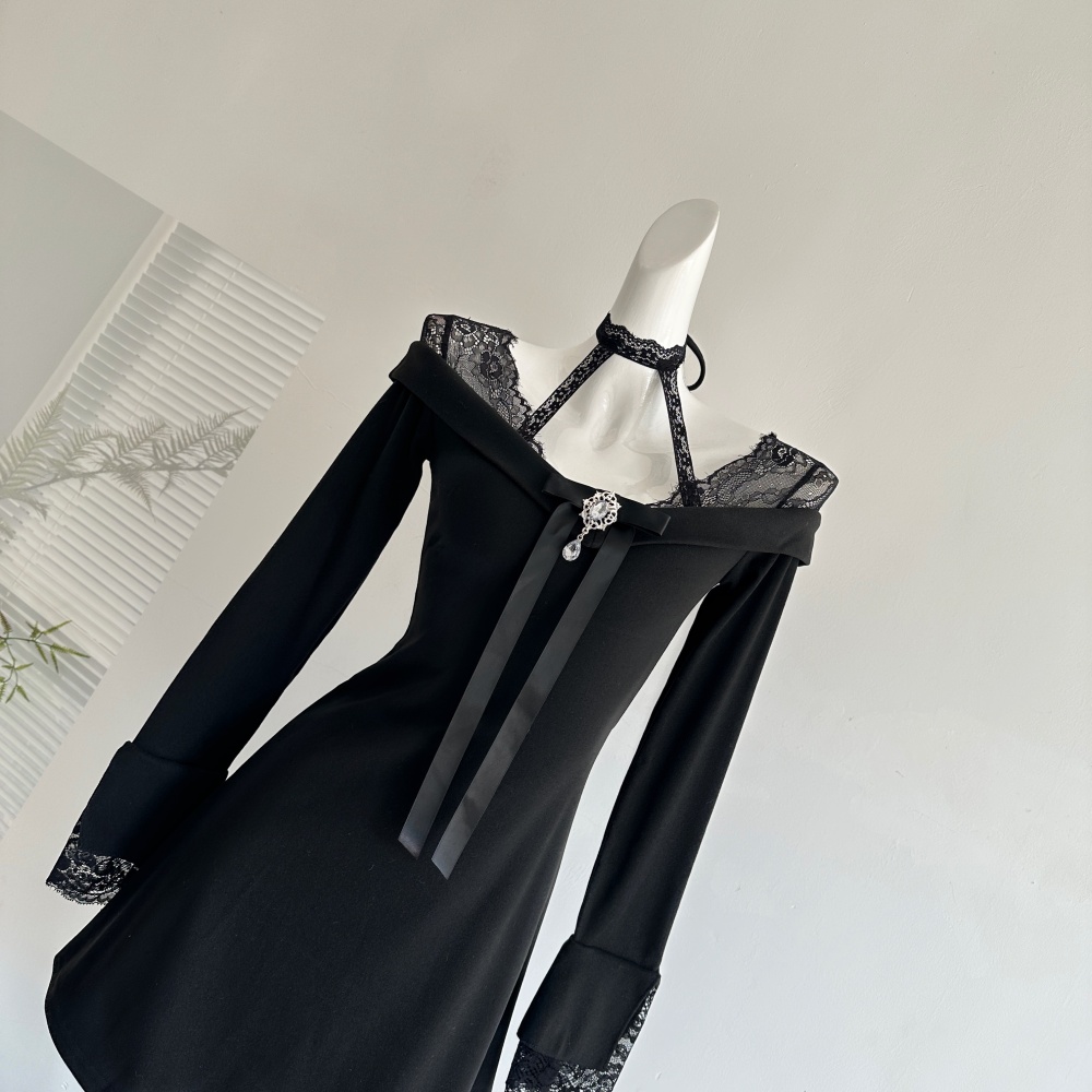 Autumn and winter knitted christmas party dress