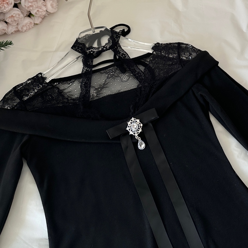 Autumn and winter knitted christmas party dress