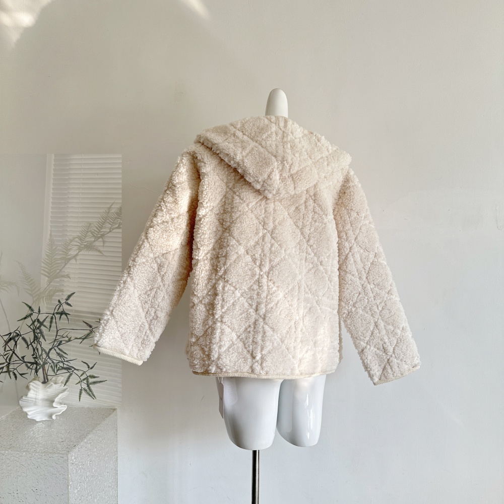 Loose embossing cotton coat lambs wool slim coat