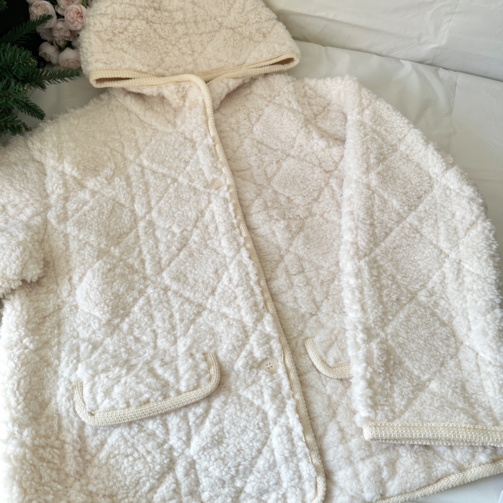 Loose embossing cotton coat lambs wool slim coat