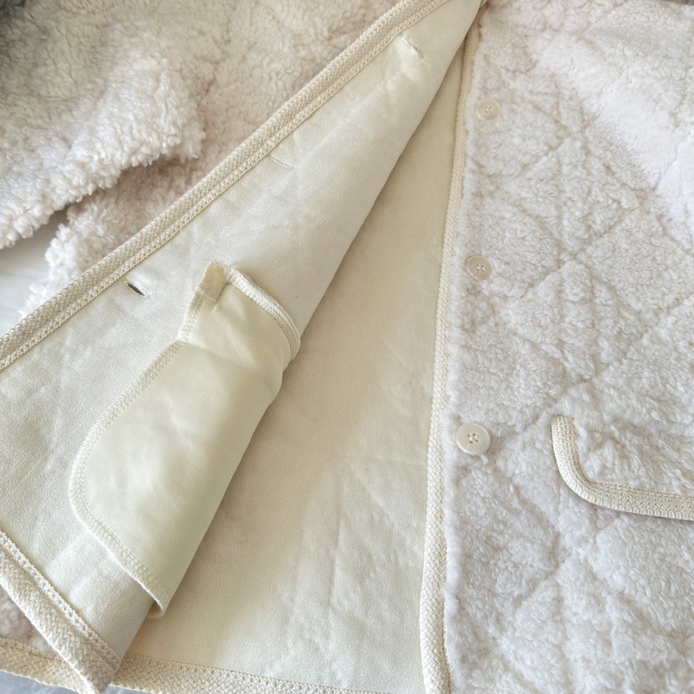 Loose embossing cotton coat lambs wool slim coat