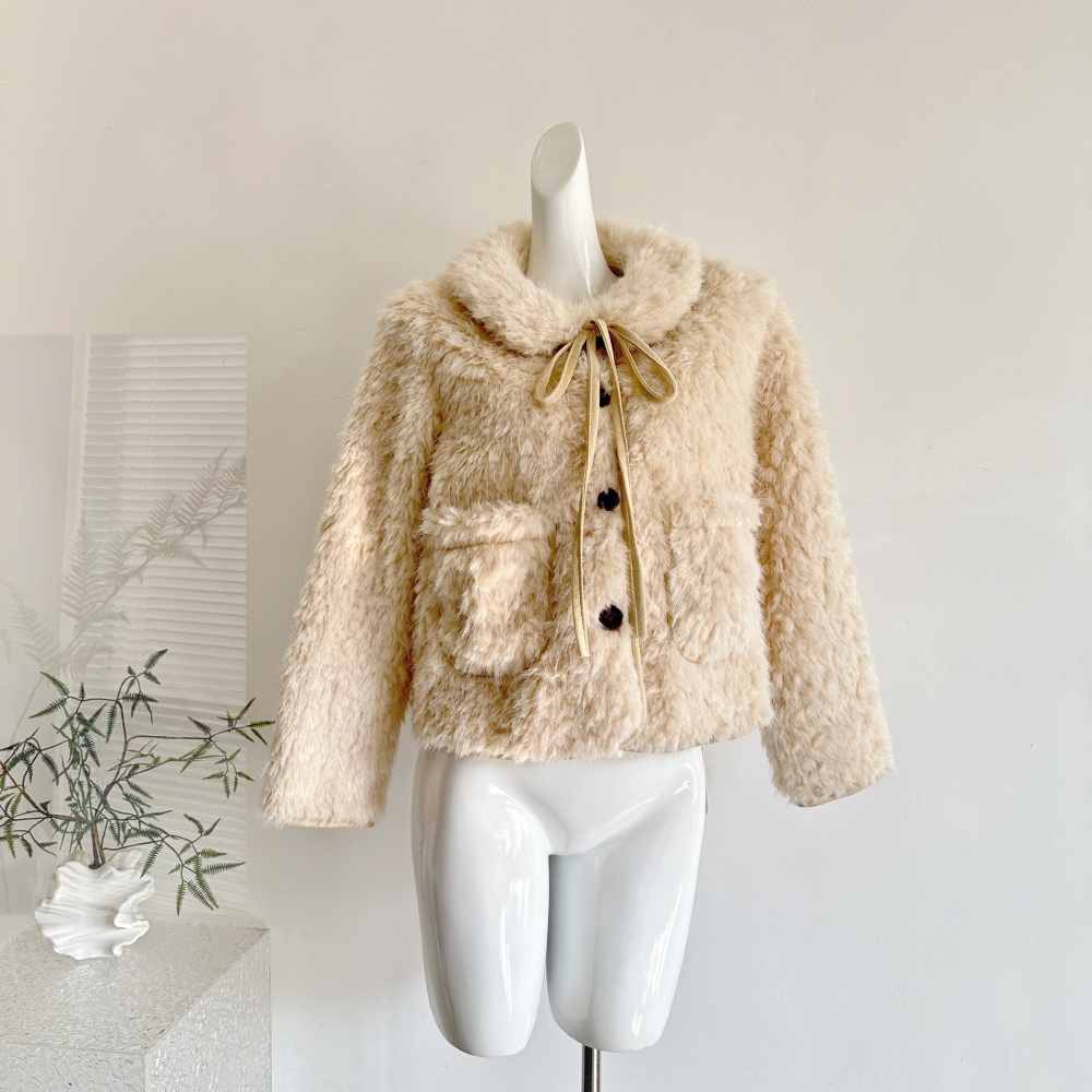 Autumn and winter lamb fur bandage cotton jacket