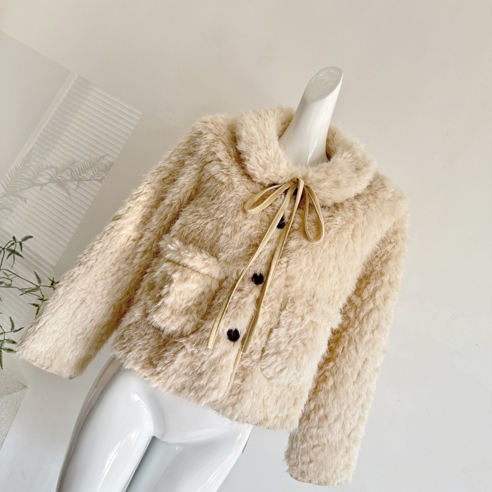 Autumn and winter lamb fur bandage cotton jacket