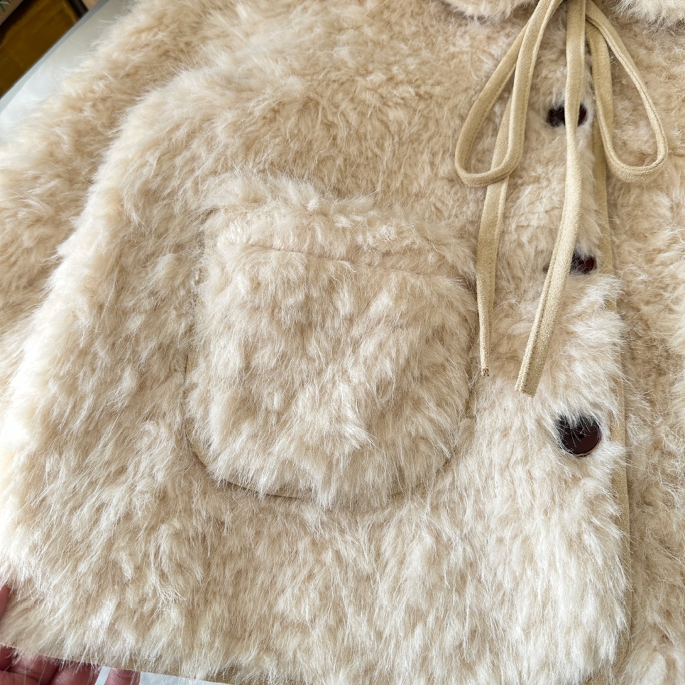 Autumn and winter lamb fur bandage cotton jacket