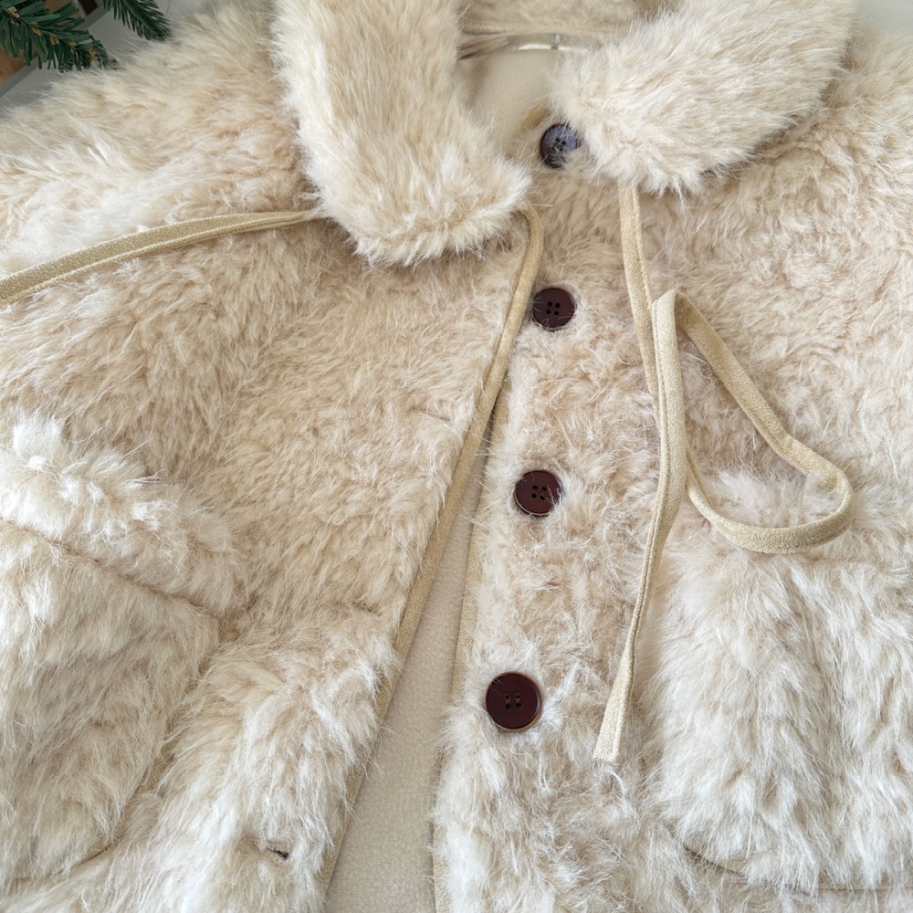 Autumn and winter lamb fur bandage cotton jacket