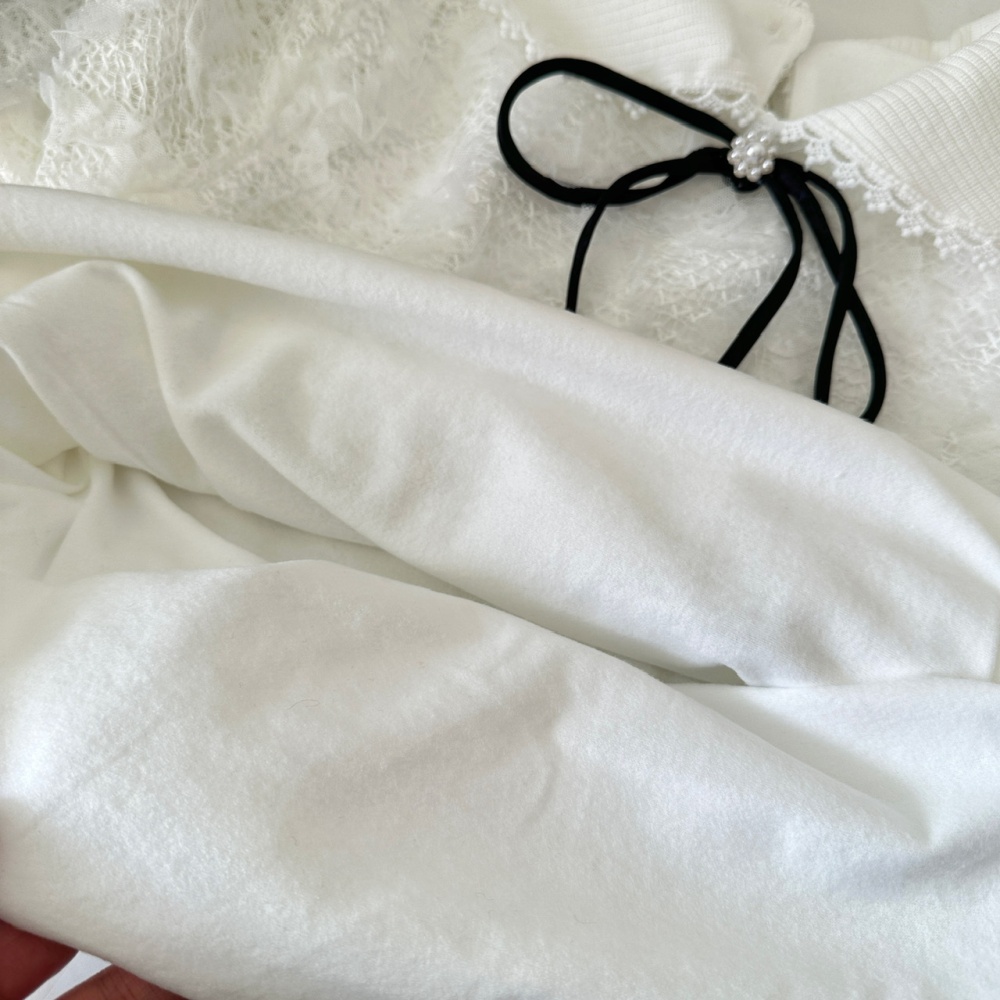 Temperament knitted collar short skirt lace tops a set