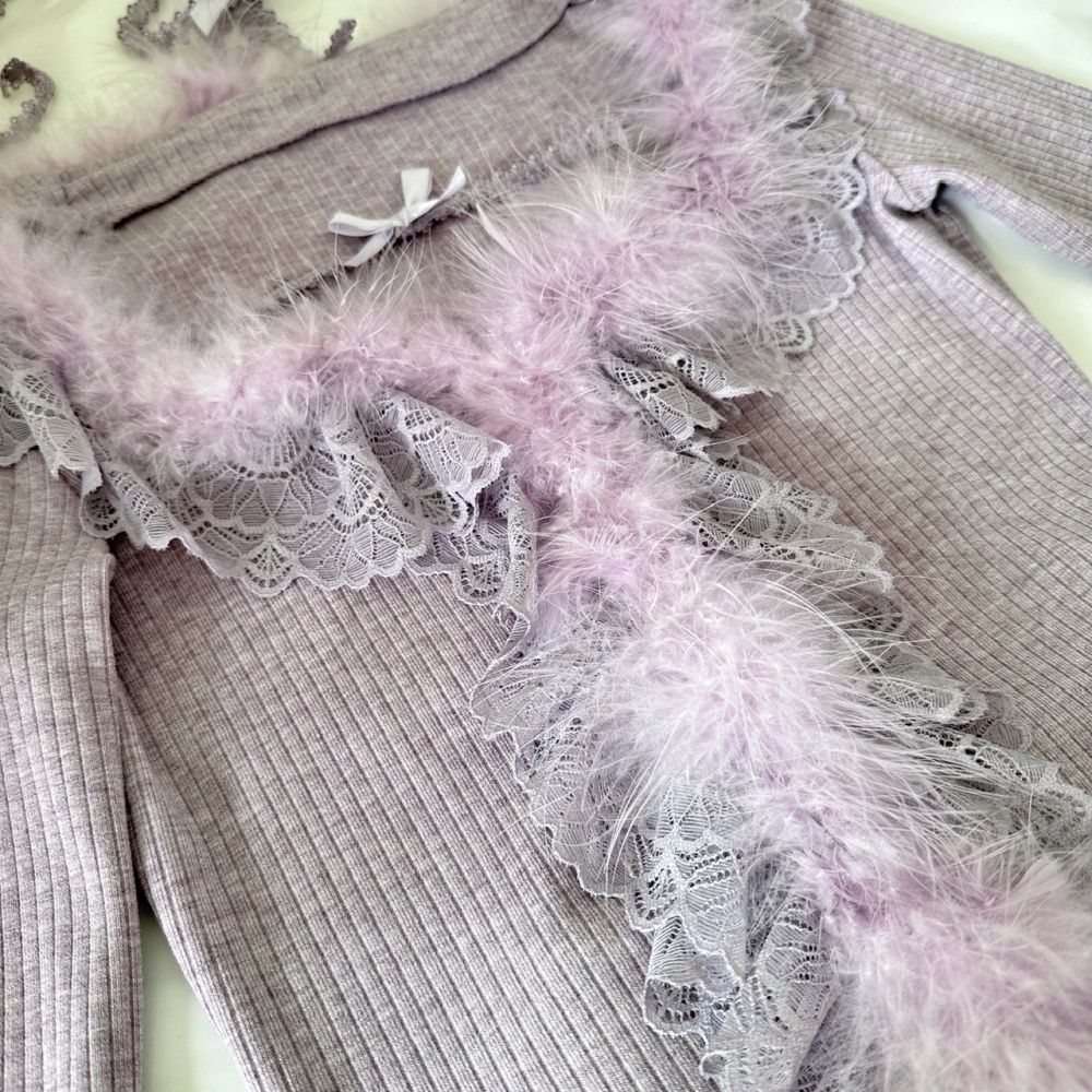 Slim niche short skirt enticement autumn and winter tops a set