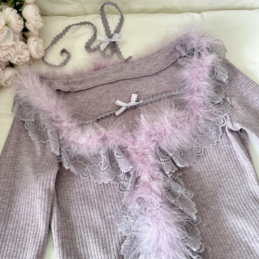 Slim niche short skirt enticement autumn and winter tops a set