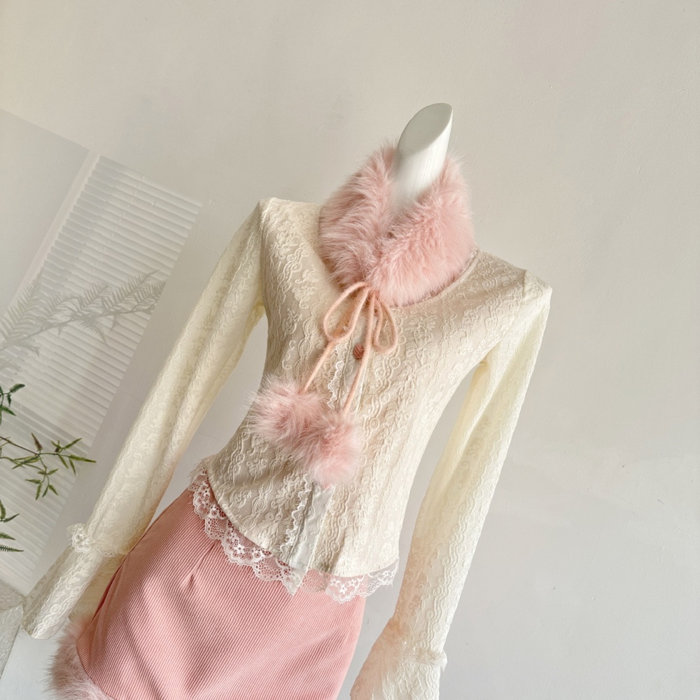 Enticement tops autumn and winter short skirt a set