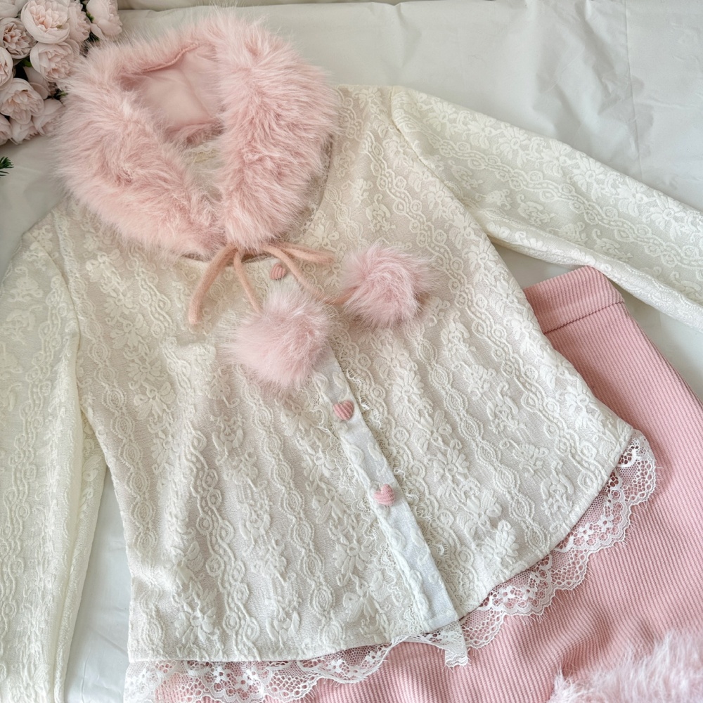 Enticement tops autumn and winter short skirt a set