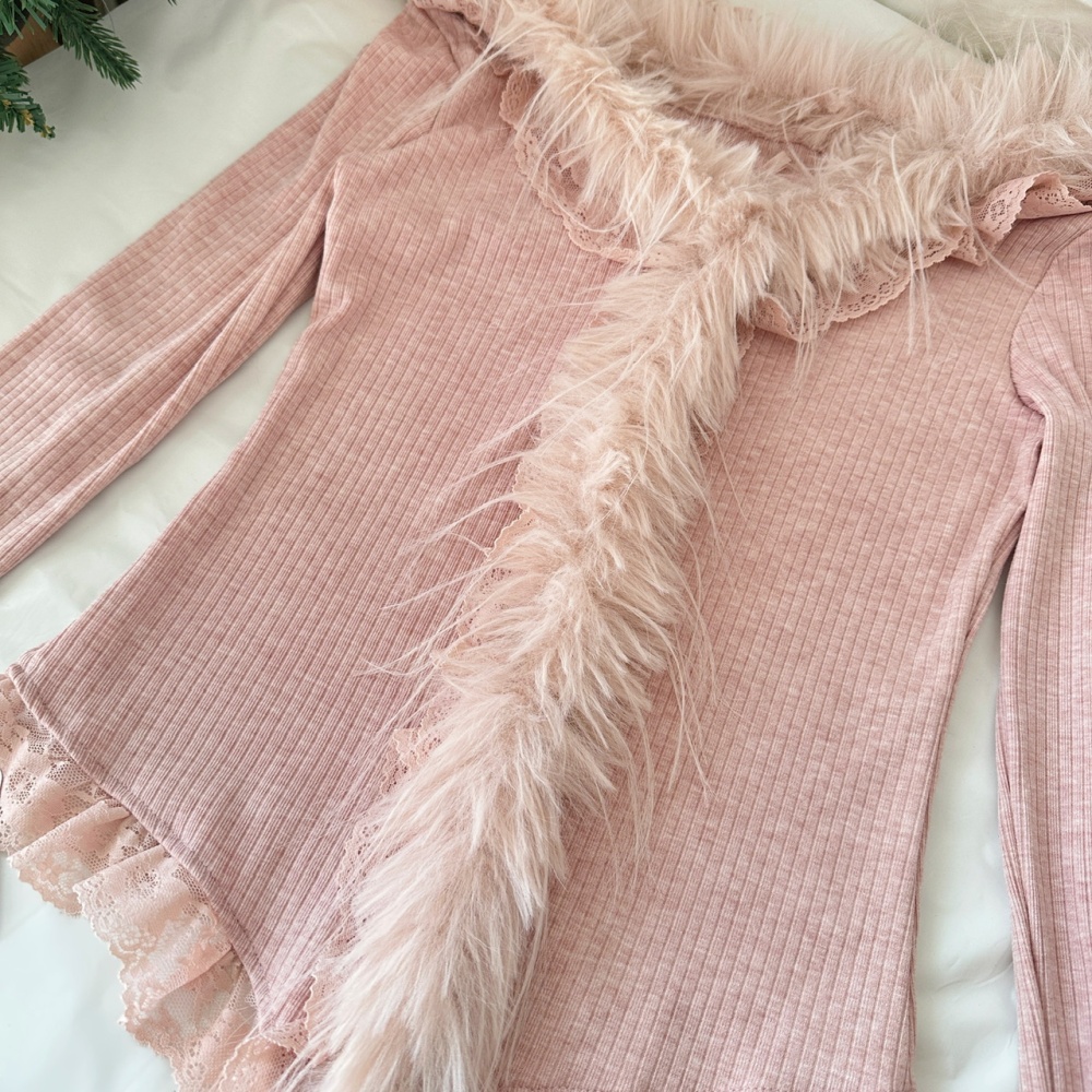 Enticement slim short skirt autumn and winter tops a set