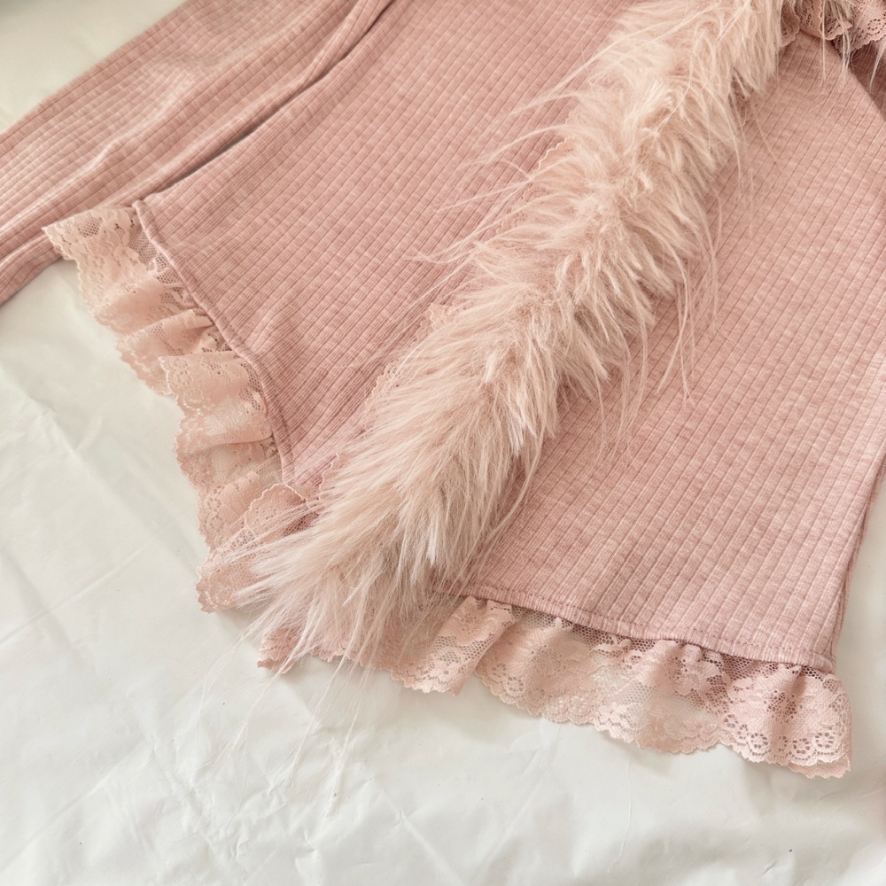 Enticement slim short skirt autumn and winter tops a set