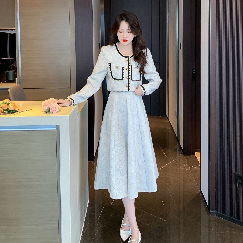 Chanelstyle high waist skirt spring jacket a set