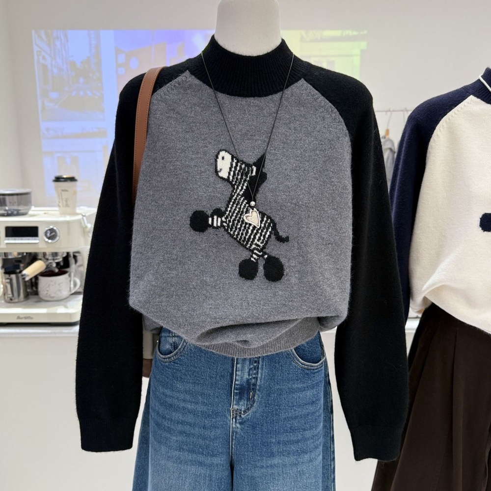 Pullover winter splice pony raglan sweater for women