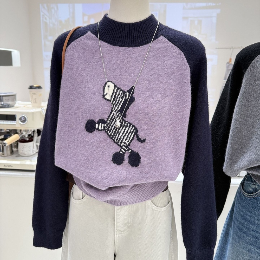 Pullover winter splice pony raglan sweater for women