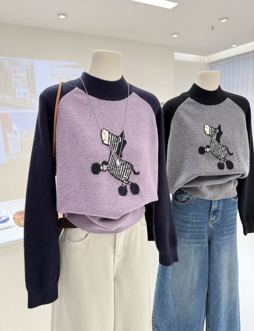 Pullover winter splice pony raglan sweater for women