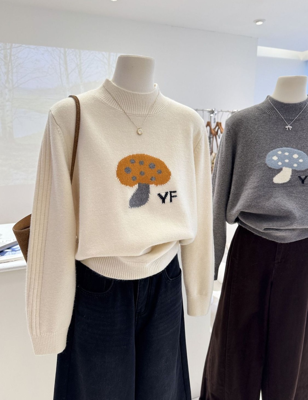 Pullover half high collar sweater autumn and winter tops