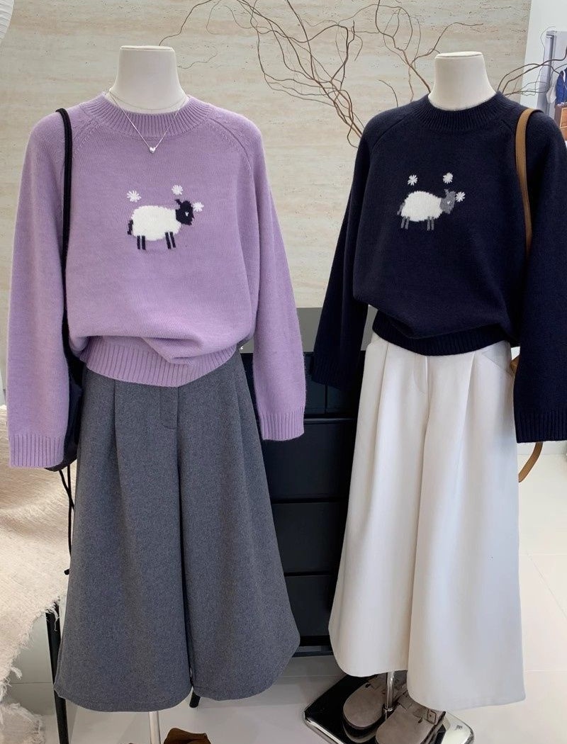 Cashmere unique sweater sweet cartoon tops for women