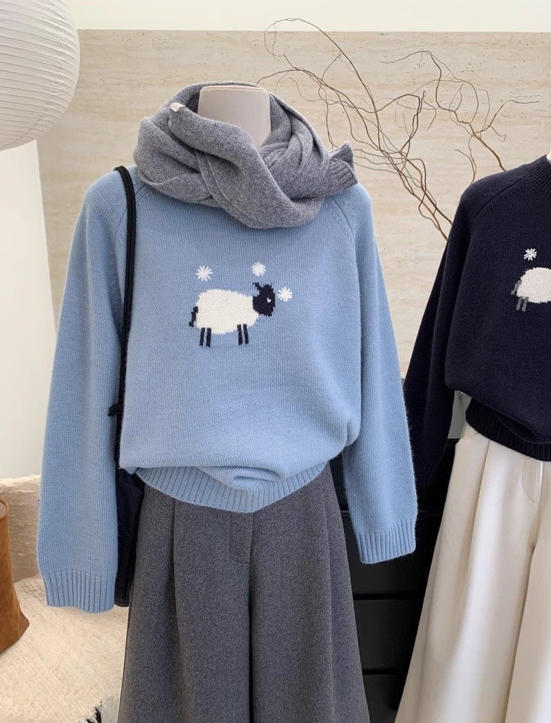 Cashmere unique sweater sweet cartoon tops for women