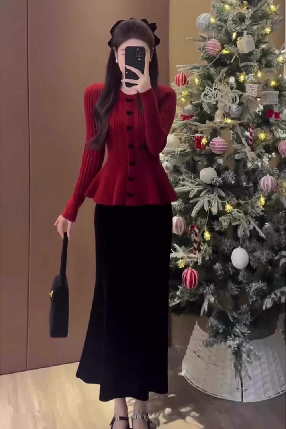 Autumn and winter large yard sweater red tops for women