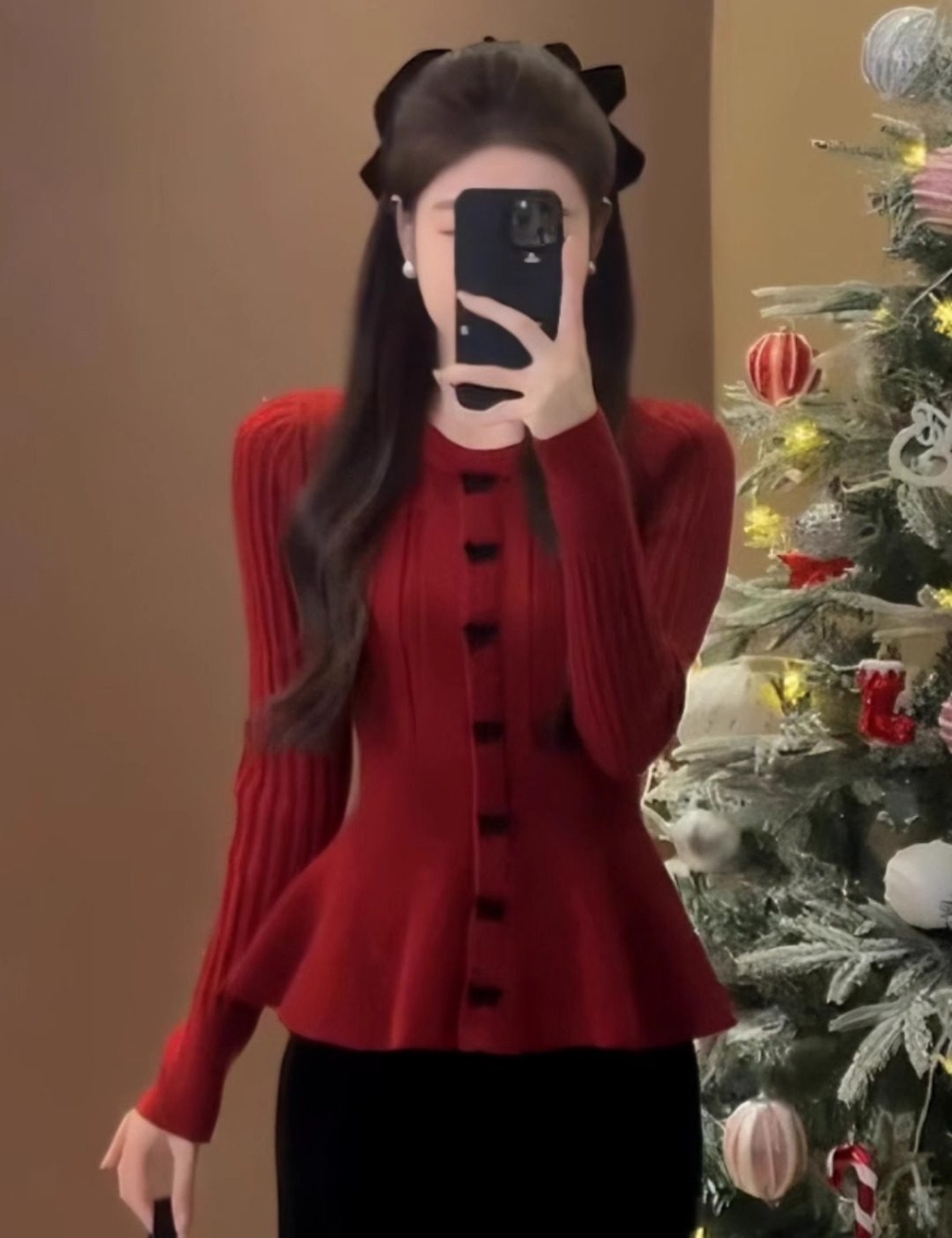 Autumn and winter large yard sweater red tops for women