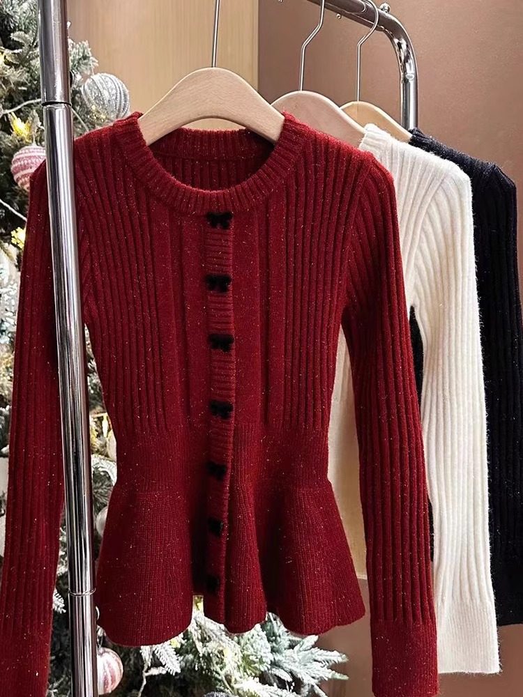 Autumn and winter large yard sweater red tops for women