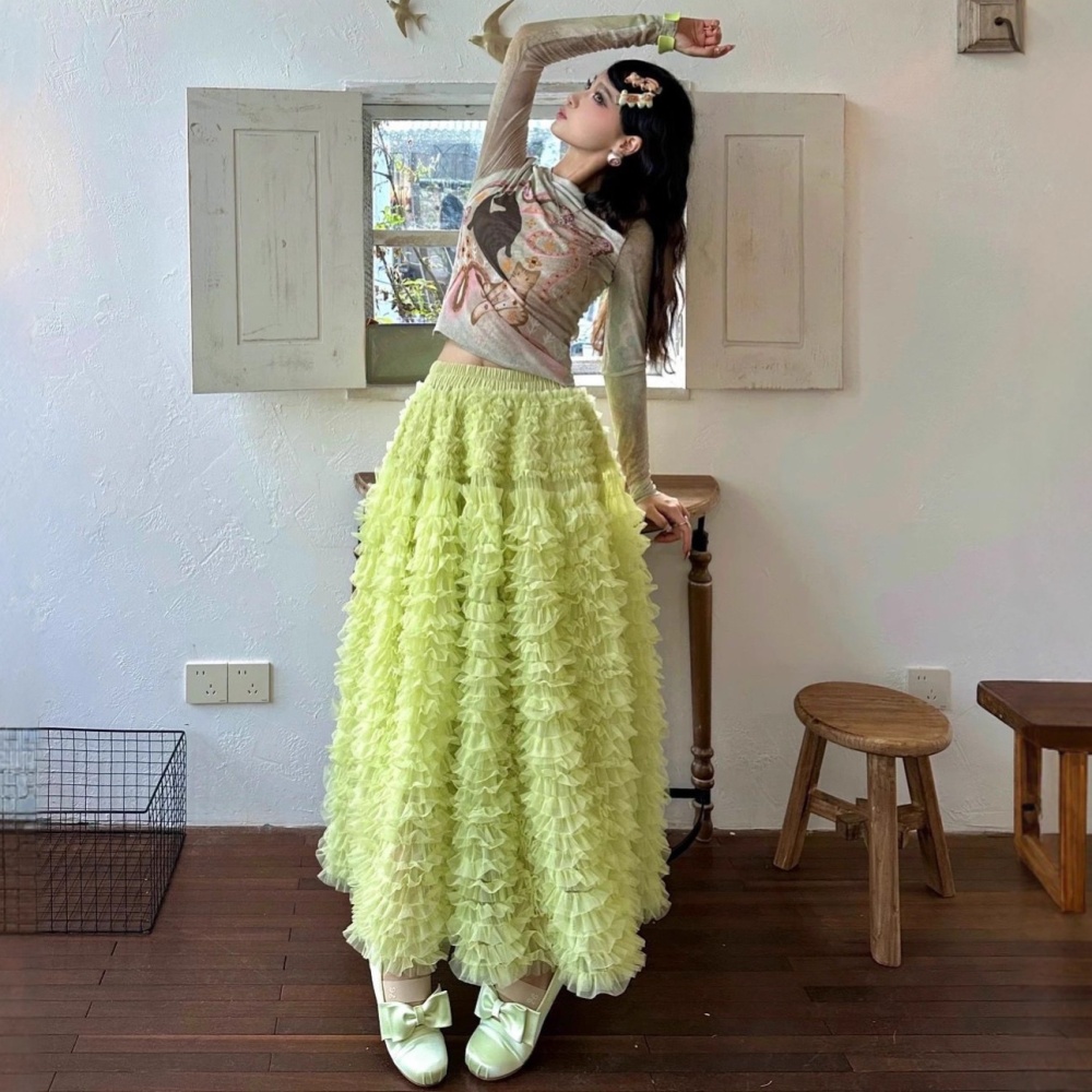 Multilayer beautiful lady dress gauze show young puff skirt