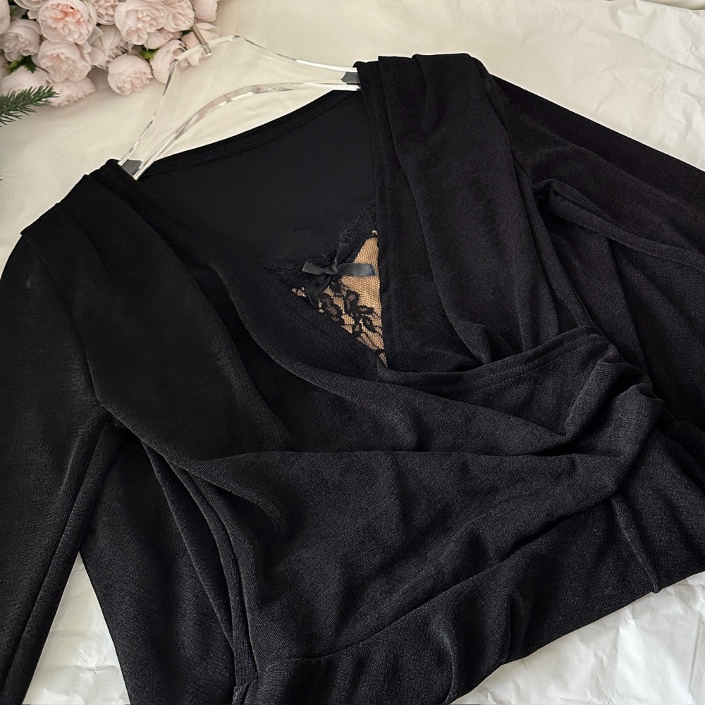 Lace elasticity temperament lotus leaf skirt dress