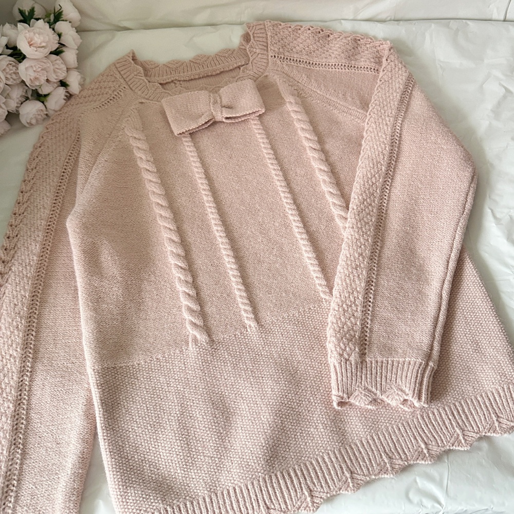 Knitted bow shorts tender tops a set