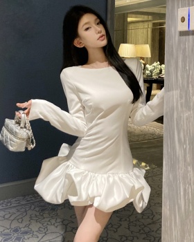 Petal ballet bud stereoscopic slim fold dress