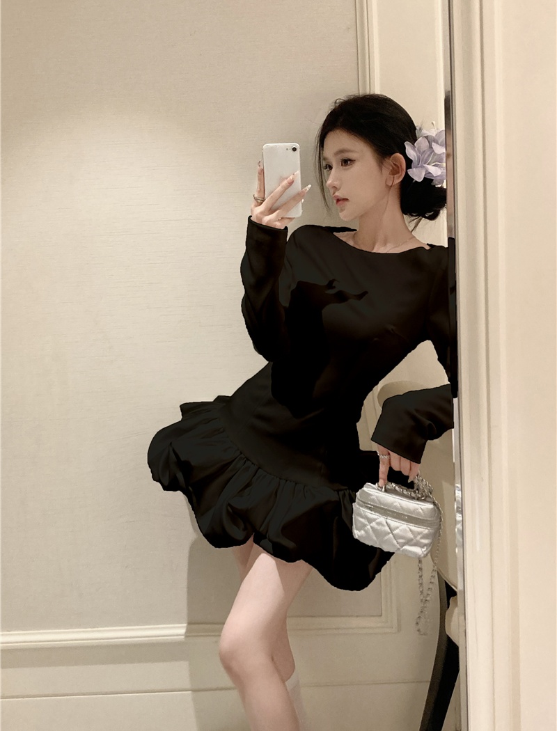 Petal ballet bud stereoscopic slim fold dress