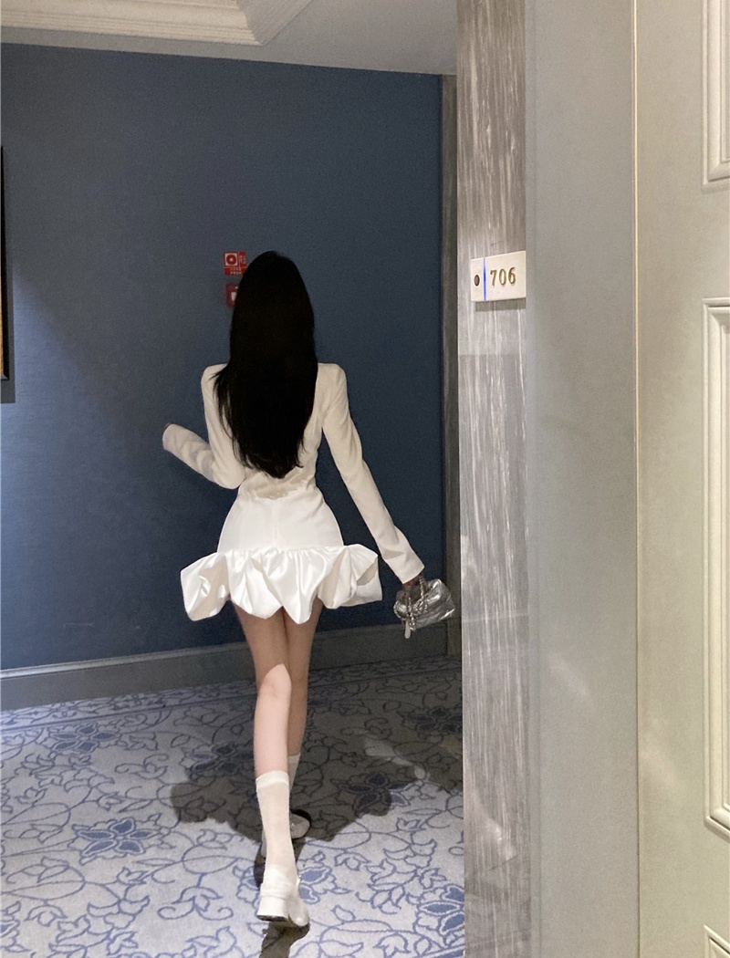 Petal ballet bud stereoscopic slim fold dress