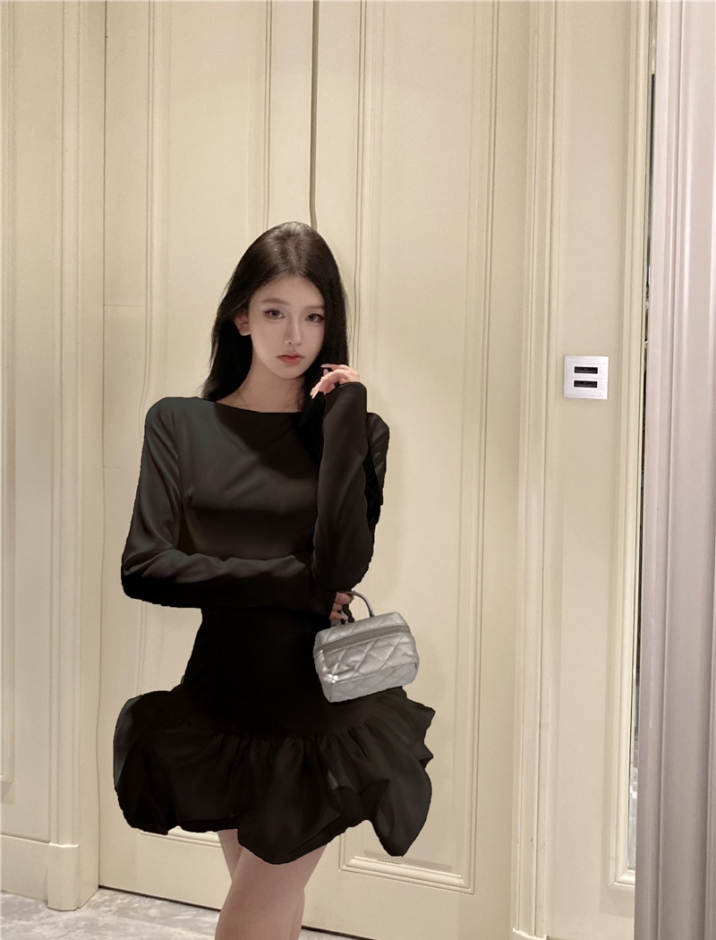 Petal ballet bud stereoscopic slim fold dress