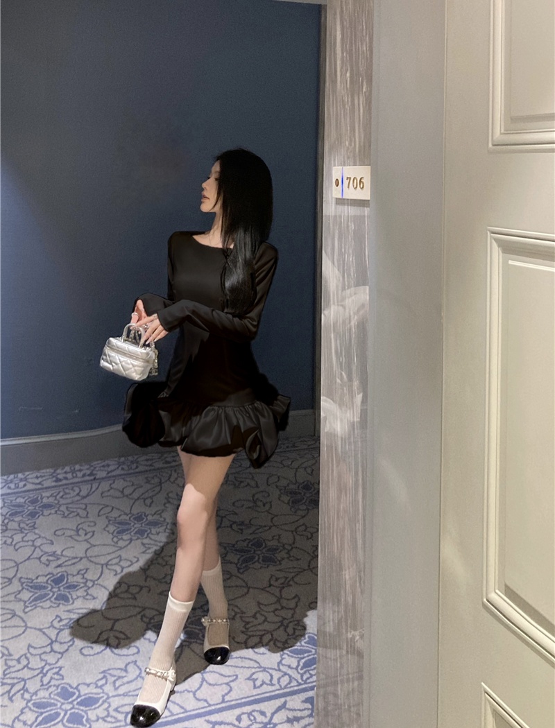 Petal ballet bud stereoscopic slim fold dress