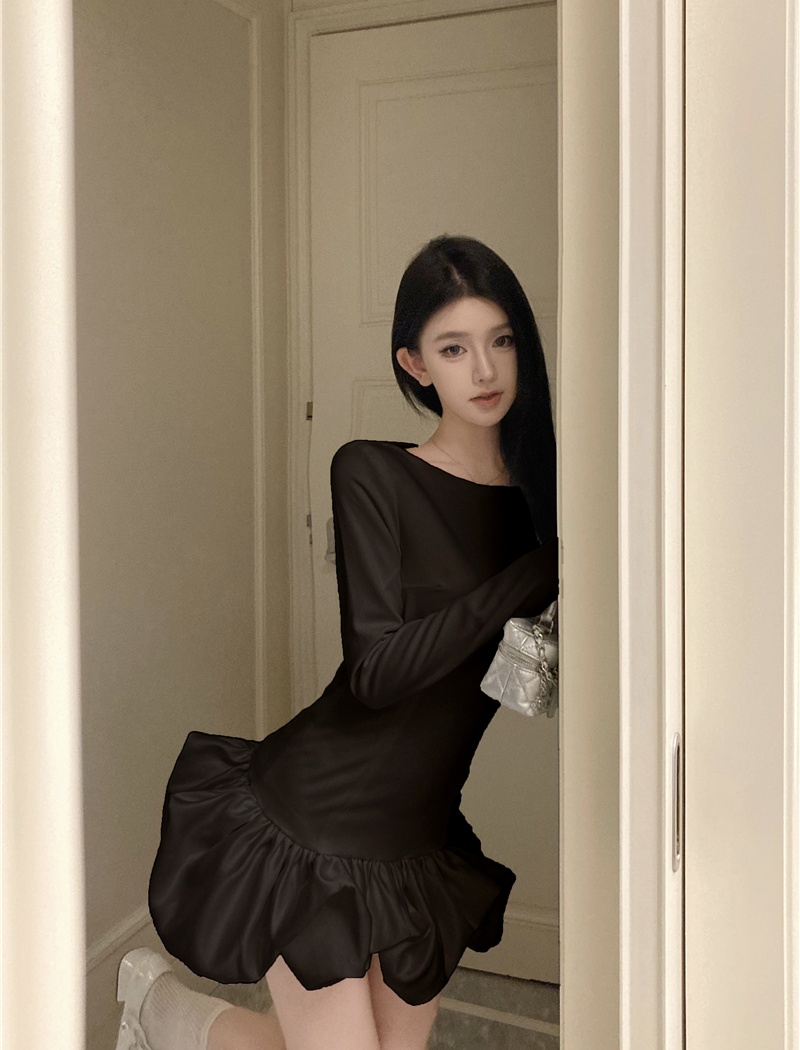 Petal ballet bud stereoscopic slim fold dress