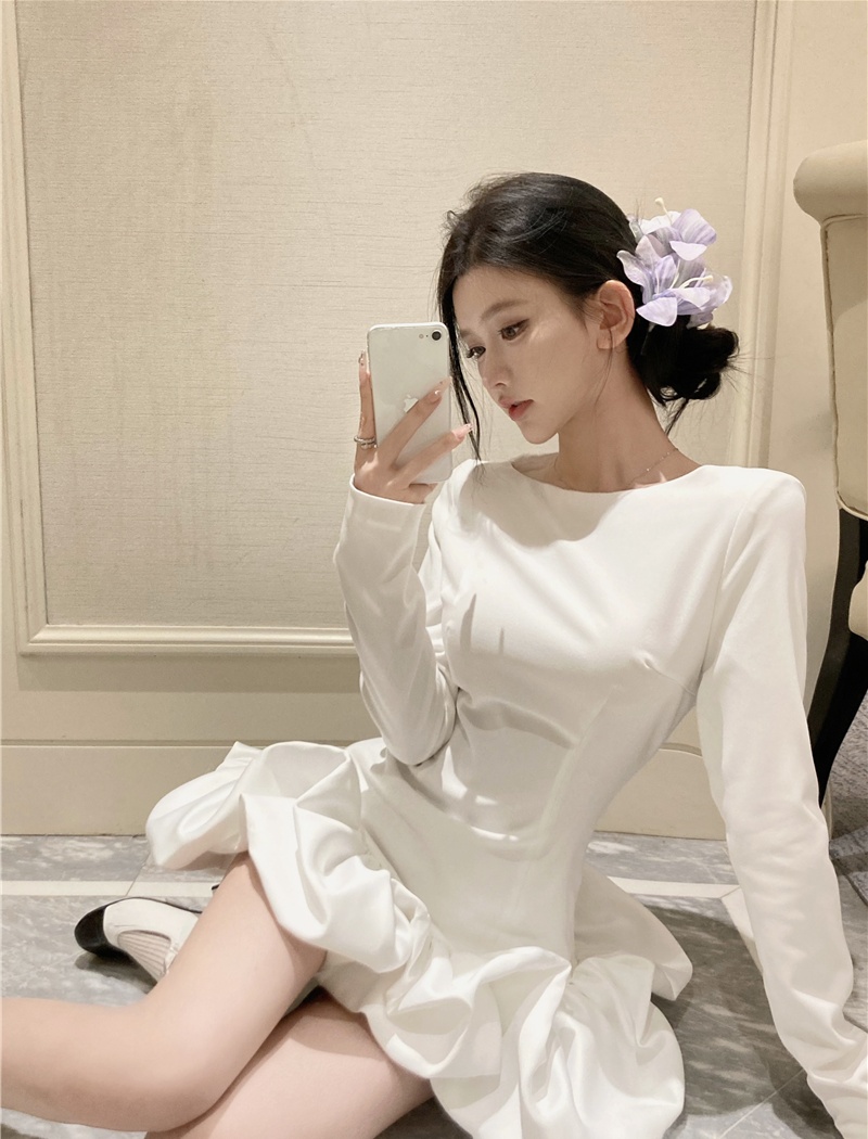 Petal ballet bud stereoscopic slim fold dress