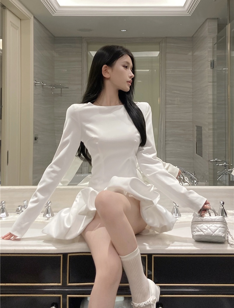 Petal ballet bud stereoscopic slim fold dress