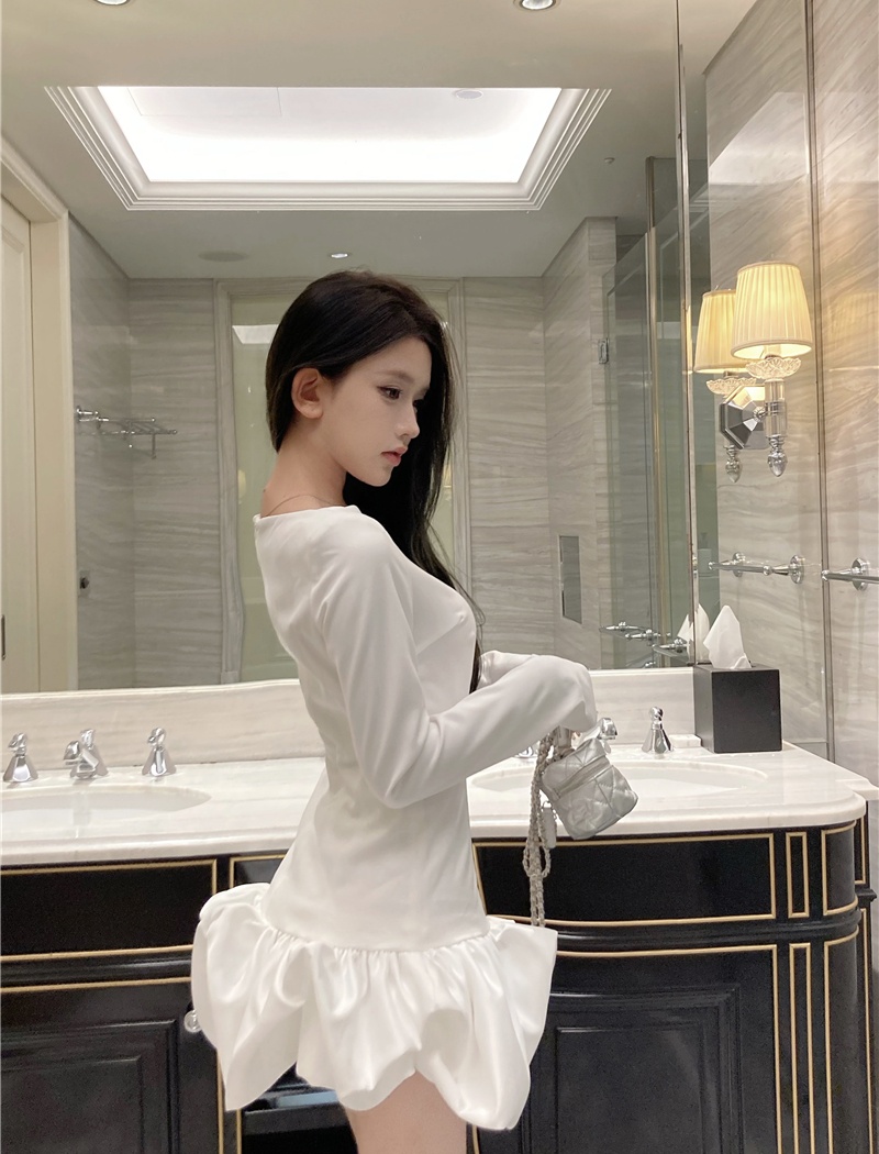 Petal ballet bud stereoscopic slim fold dress