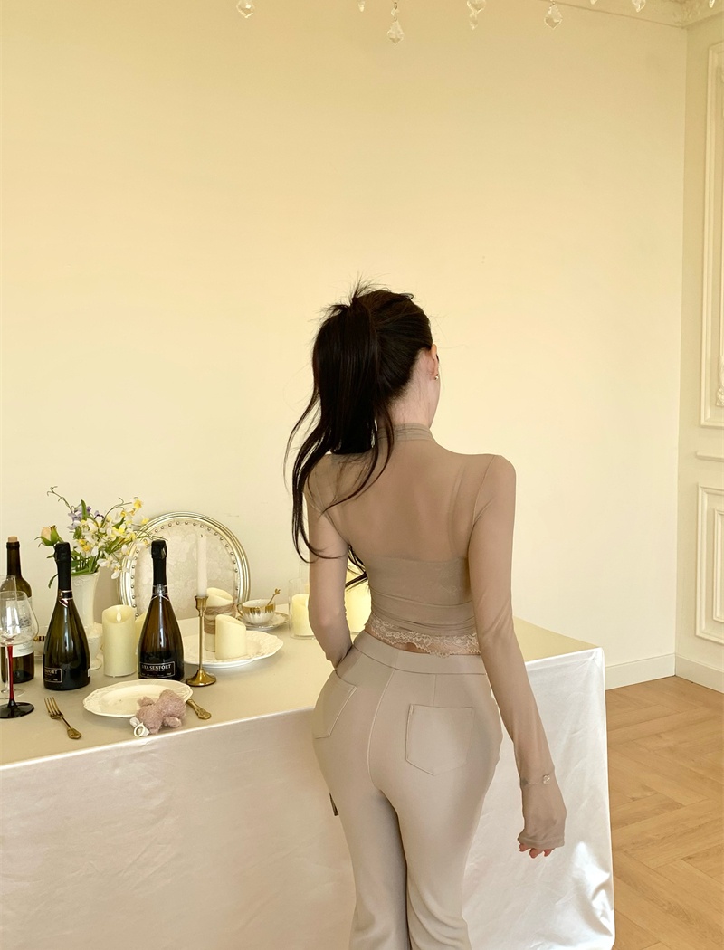 Sling inside the ride T-shirt V-neck gauze vest 2pcs set