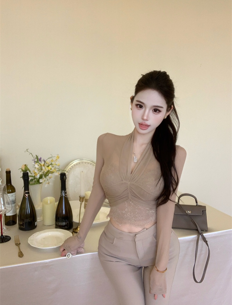 Sling inside the ride T-shirt V-neck gauze vest 2pcs set