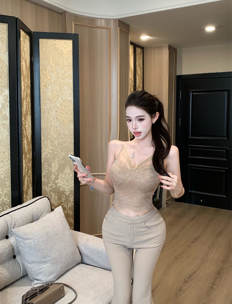 Sling inside the ride T-shirt V-neck gauze vest 2pcs set