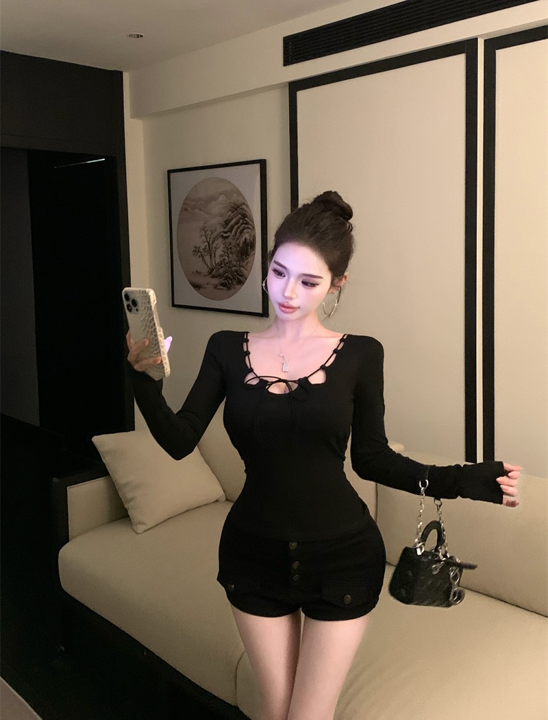 Bottoming waist straps sexy hollow slim tops