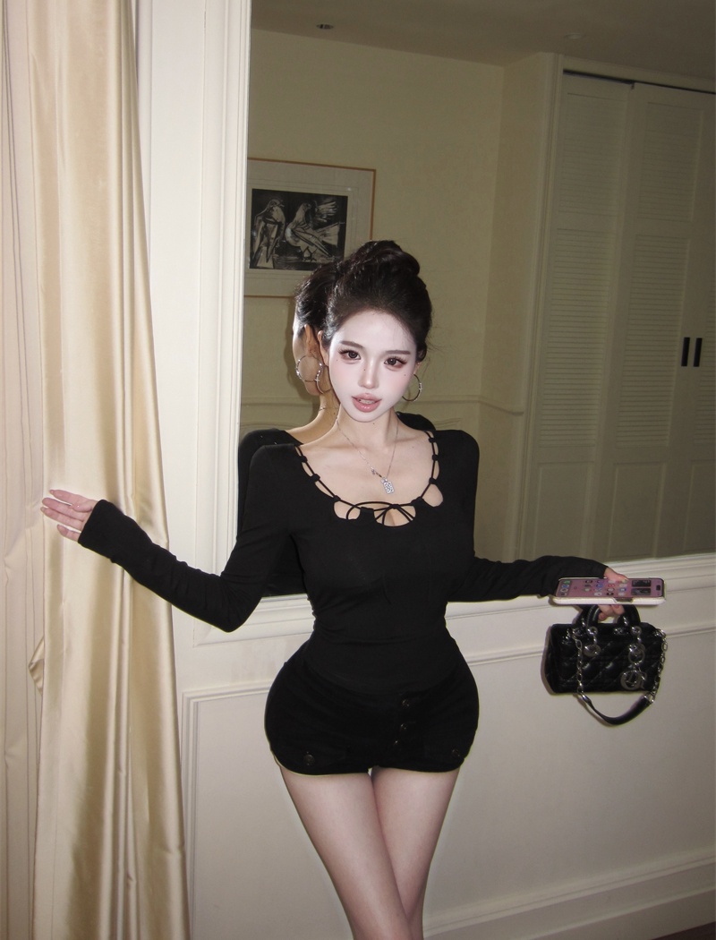 Bottoming waist straps sexy hollow slim tops