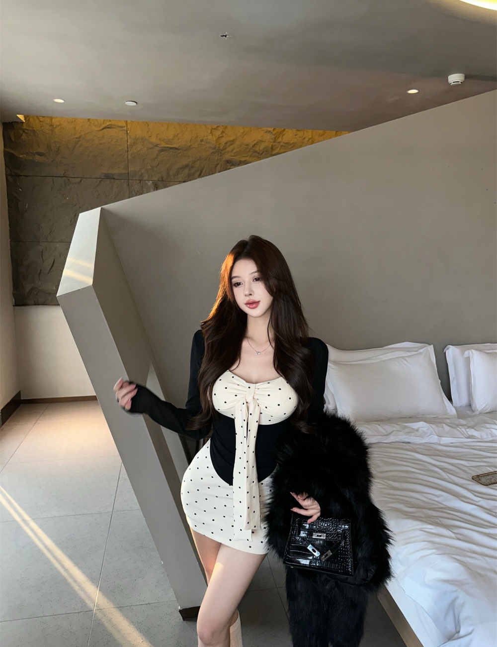 Plus velvet dress T-shirt 2pcs set for women